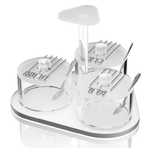 Picture of Lucite Seder Night Dish Set Linear Design Silver